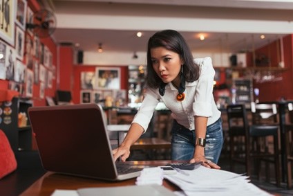 business woman with computer