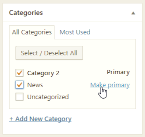 Selecting the primary post category with WordPress and Yoast SEO plugin